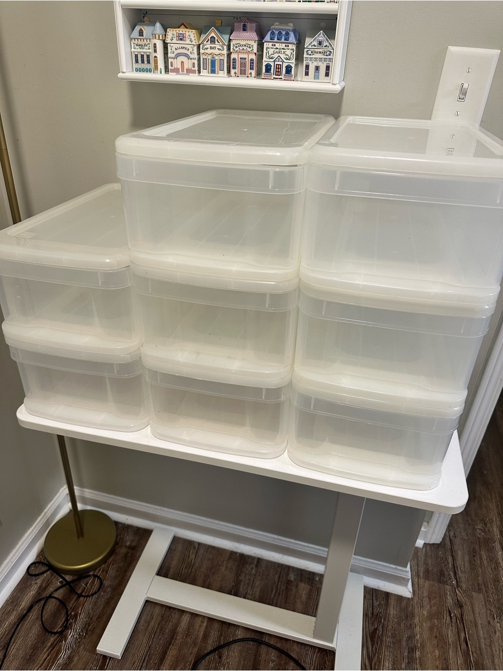 Container Store Clear White Plastic Stackable Storage Drawers - Set of 8
